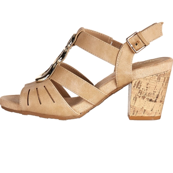 Easy Street Casual Casey Comfort Block Heel Sandals in Taupe Sz 9.5 - Picture 4 of 9